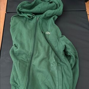 Lacoste Forest Green Full-Zip Hoodie with Crocodile Patch